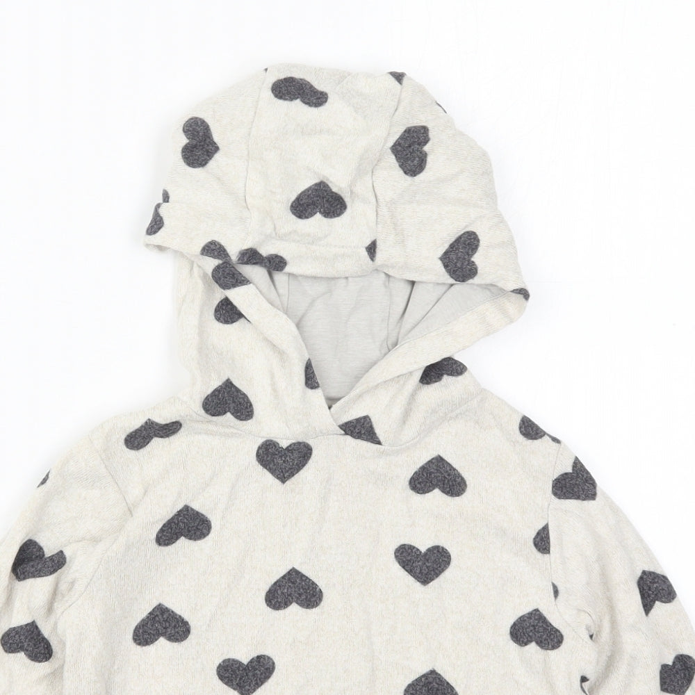 F&F Boys Beige  Vinyl Pullover Hoodie Size 5-6 Years  Pullover - Love Hearts