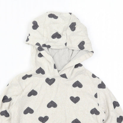 F&F Boys Beige  Vinyl Pullover Hoodie Size 5-6 Years  Pullover - Love Hearts