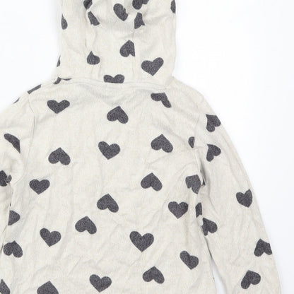 F&F Boys Beige  Vinyl Pullover Hoodie Size 5-6 Years  Pullover - Love Hearts