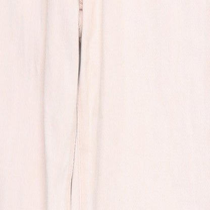 PRETTYLITTLETHING Womens Pink  Cotton Straight Jeans Size 6 L32 in Regular Button