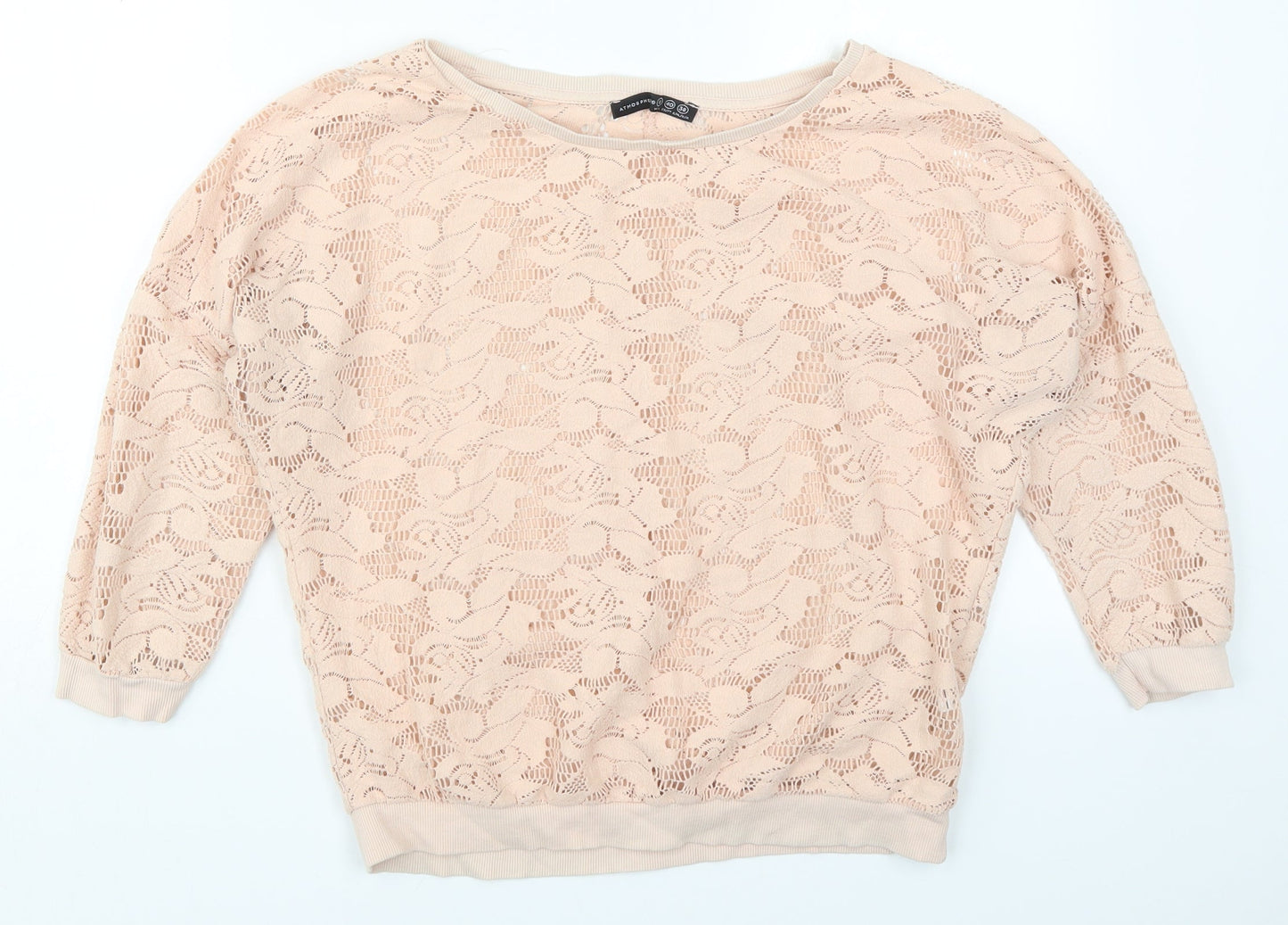 Atmosphere Womens Pink Round Neck Floral Polyester Pullover Jumper Size 12