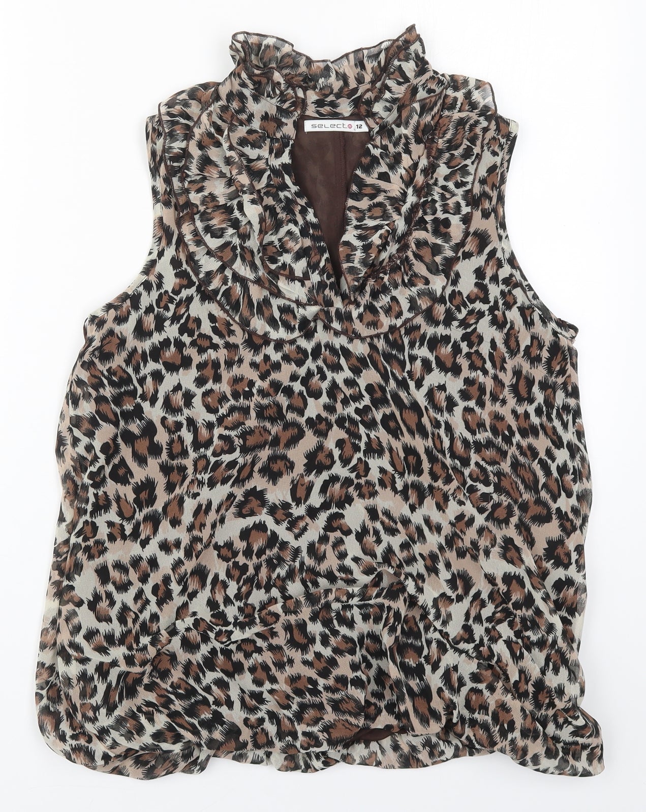 Womens UK Size 12 Select Brown Basic Blouse