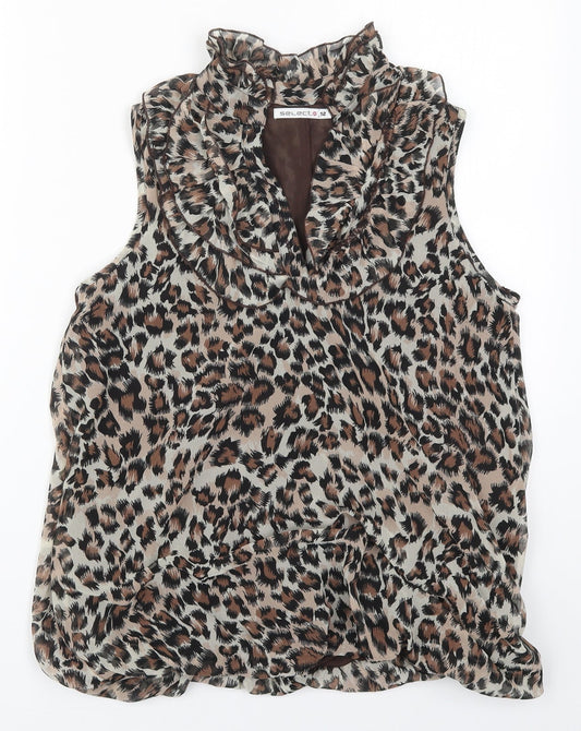 Womens UK Size 12 Select Brown Basic Blouse