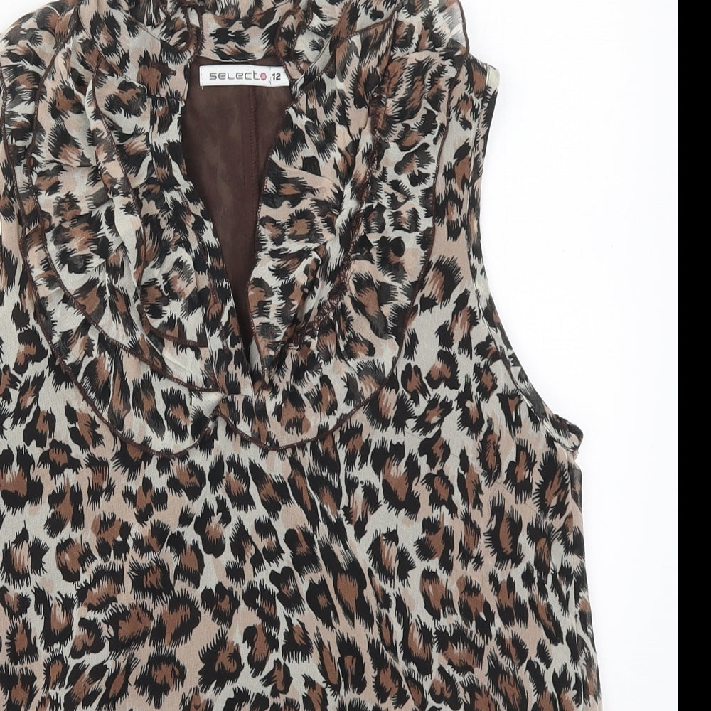 Womens UK Size 12 Select Brown Basic Blouse