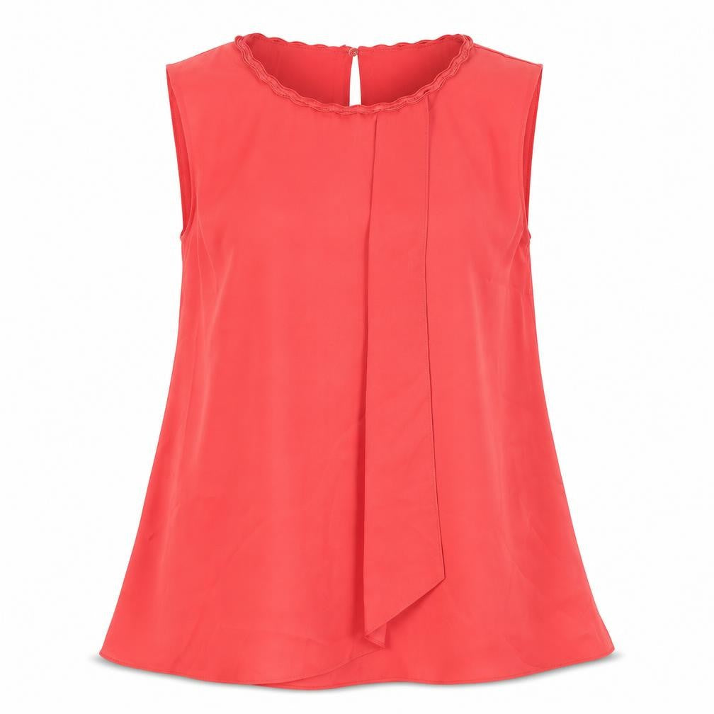 Womens UK Size 10 Preworn Red Basic Blouse