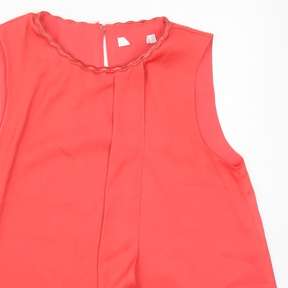 Womens UK Size 10 Preworn Red Basic Blouse