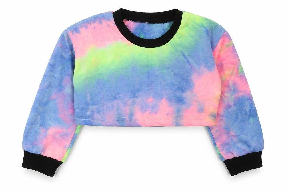 Front view of SHEIN girls’ multicoloured polyester pullover sweatshirt, size 4, years pullover - abstract