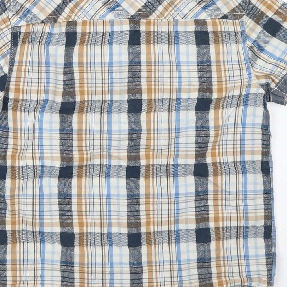 Rebel Boys Blue Plaid Cotton Basic Button-Up Size 5-6 Years Collared Button - Chest Pocket