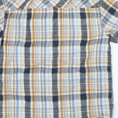 Rebel Boys Blue Plaid Cotton Basic Button-Up Size 5-6 Years Collared Button - Chest Pocket
