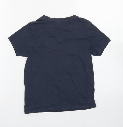 Primark Boys Blue  Cotton Basic T-Shirt Size 7-8 Years Crew Neck
