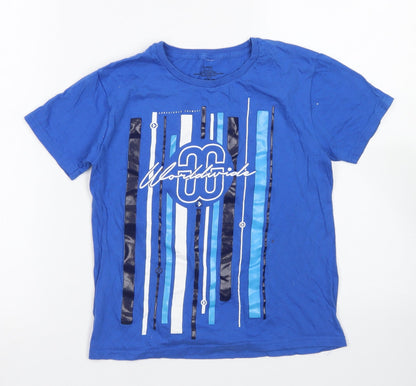 Worldwide Boys Blue  Cotton Basic T-Shirt Size 8-9 Years Crew Neck