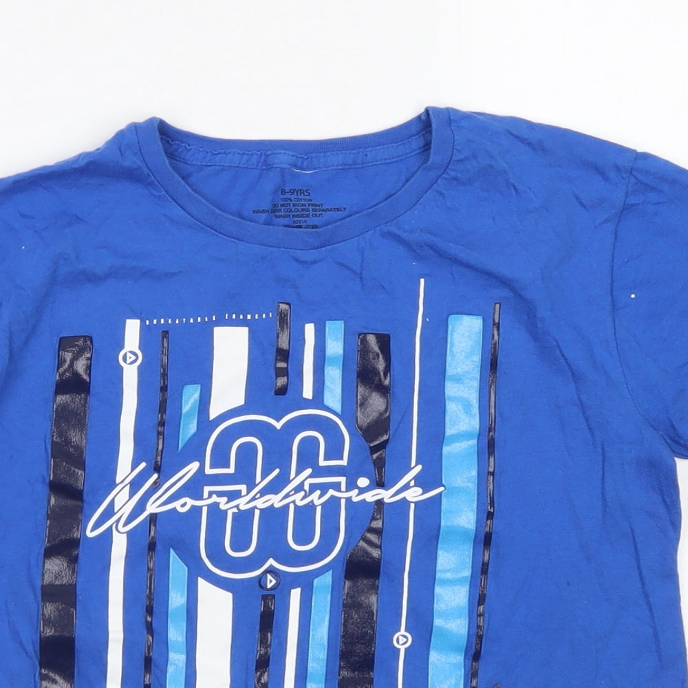 Worldwide Boys Blue  Cotton Basic T-Shirt Size 8-9 Years Crew Neck