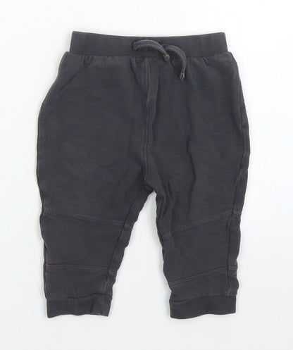 TU Girls Grey  Cotton Jogger Trousers Size 9-12 Months  Drawstring