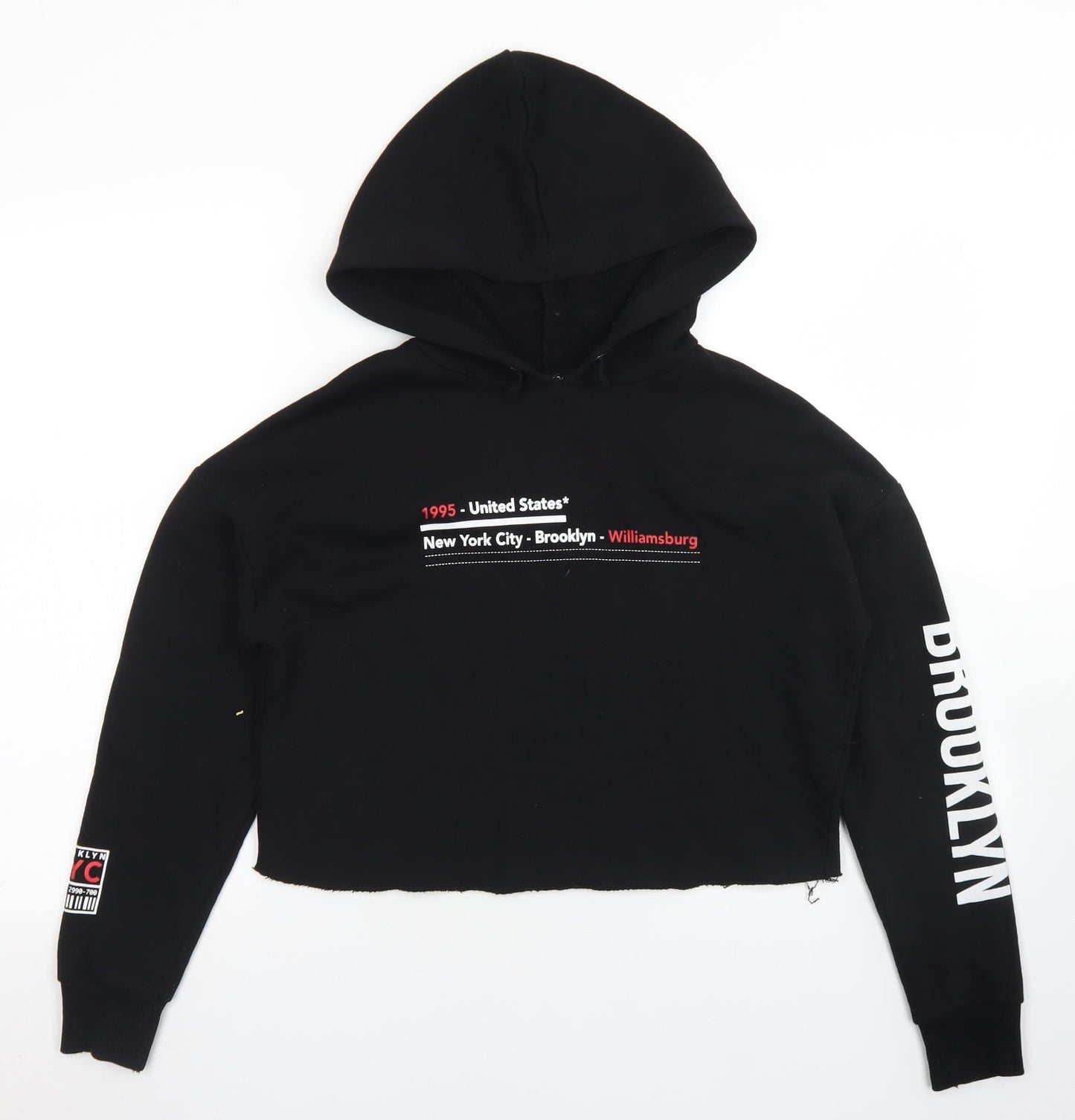 915 Generation Girls Black  Polyester Pullover Hoodie Size 12-13 Years   - Cropped