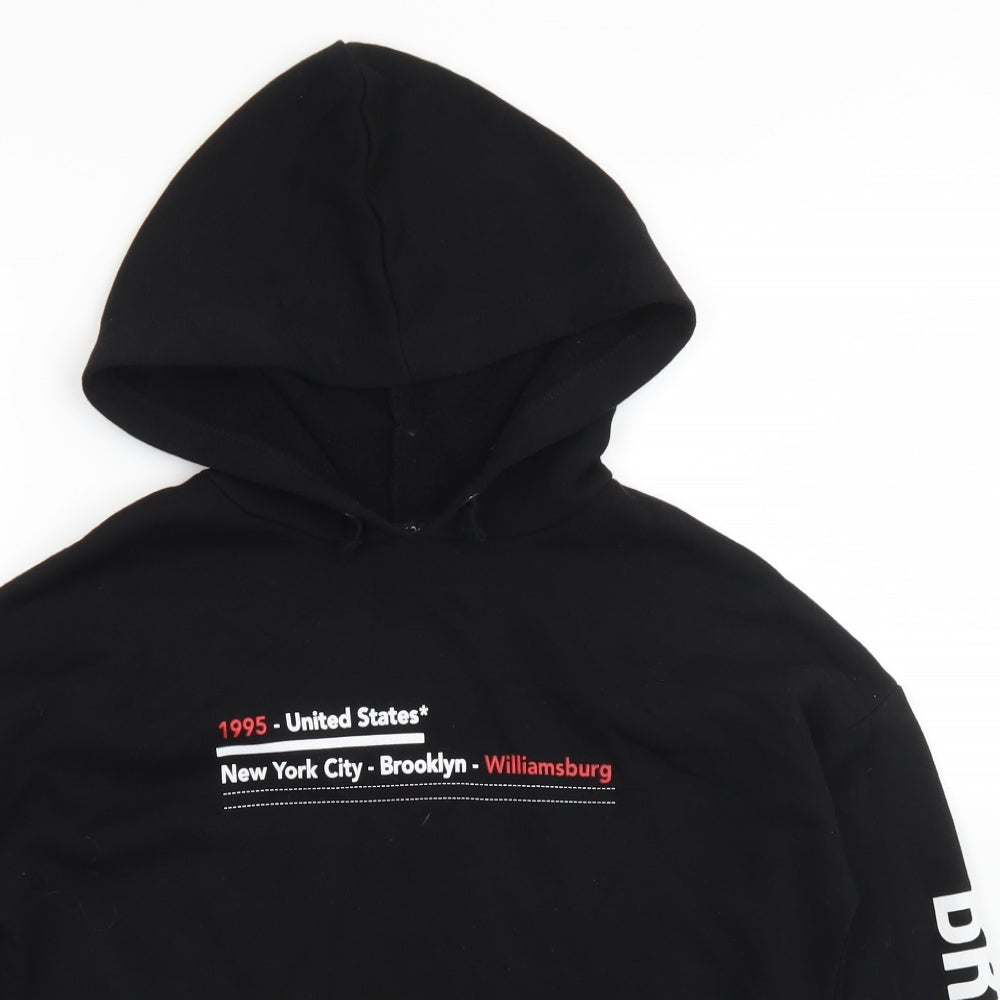 915 Generation Girls Black  Polyester Pullover Hoodie Size 12-13 Years   - Cropped
