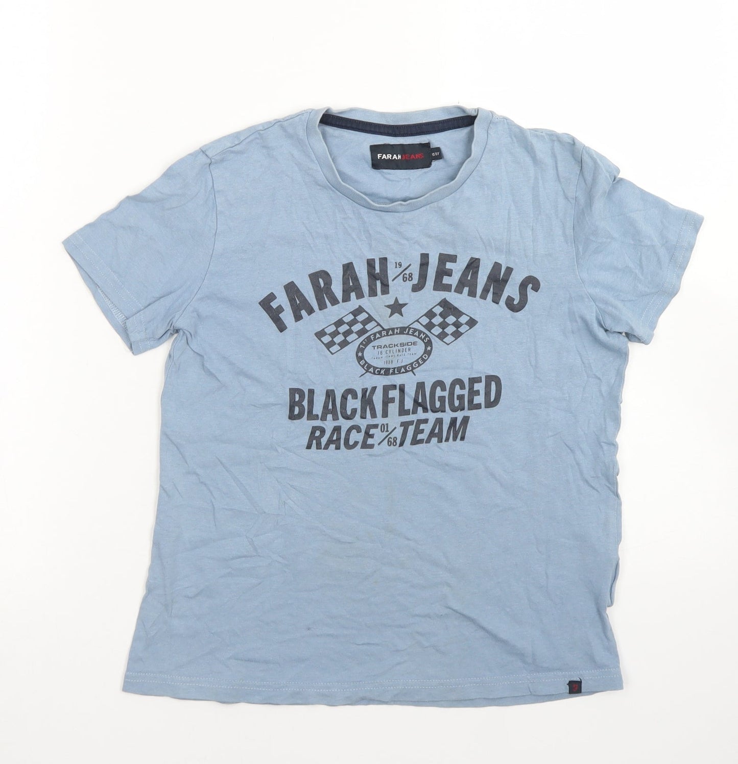 Farah Jeans Boys Blue  Cotton Basic T-Shirt Size 10-11 Years Crew Neck