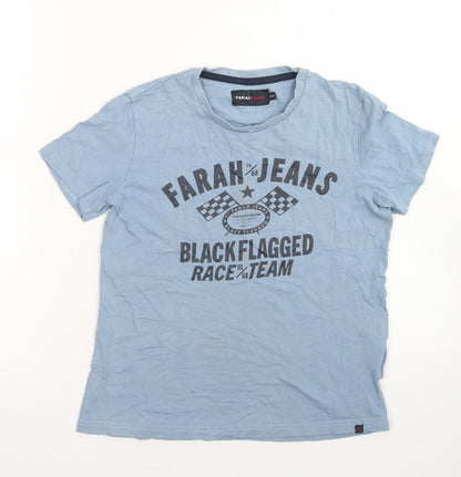 Farah Jeans Boys Blue  Cotton Basic T-Shirt Size 10-11 Years Crew Neck