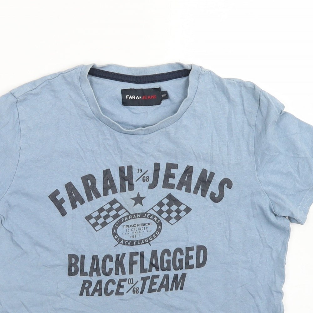 Farah Jeans Boys Blue  Cotton Basic T-Shirt Size 10-11 Years Crew Neck