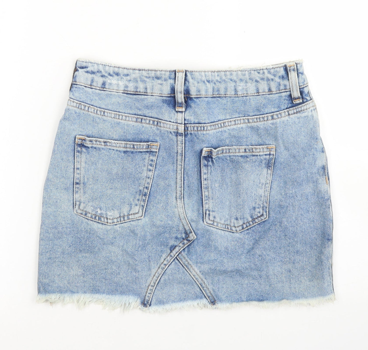 Divided Womens Blue  Cotton A-Line Skirt Size 8   Button