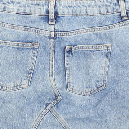 Divided Womens Blue  Cotton A-Line Skirt Size 8   Button