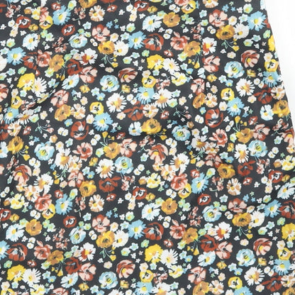 SheIn Womens Black Floral Polyester A-Line Skirt Size S   Zip