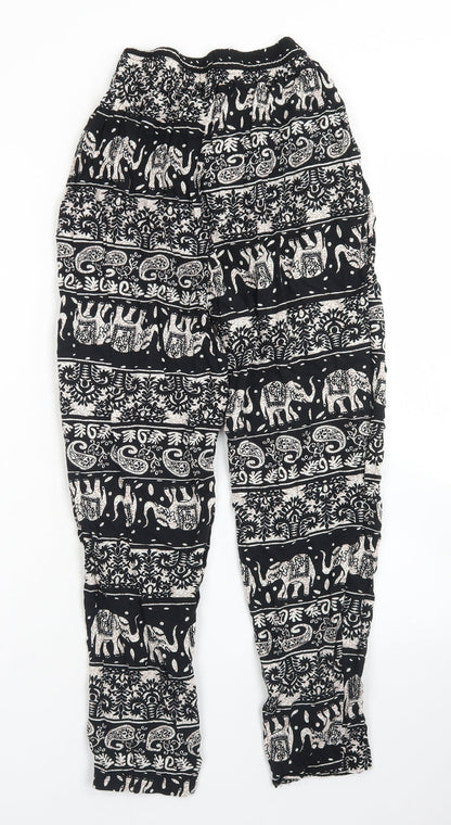 Julia Womens Black Fair Isle Cotton Harem Trousers Size S L23 in Regular