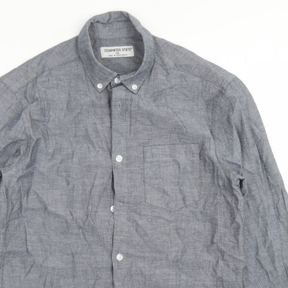 Mens UK Size XS Cedar Wood State Grey  Button-Up Long Sleeve Casual Shirt
