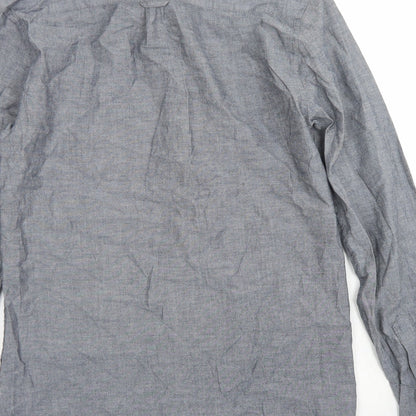 Mens UK Size XS Cedar Wood State Grey  Button-Up Long Sleeve Casual Shirt