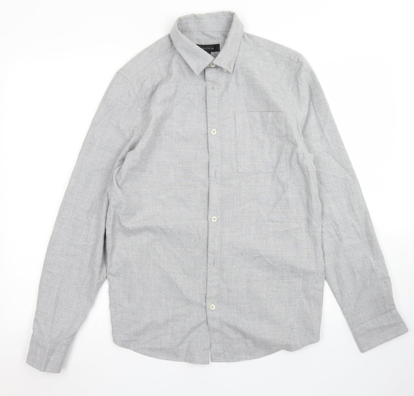 River Island Mens Gold  Polyester  Button-Up Size S Collared Button