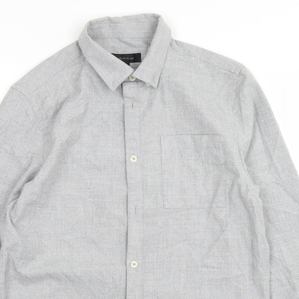 River Island Mens Gold  Polyester  Button-Up Size S Collared Button