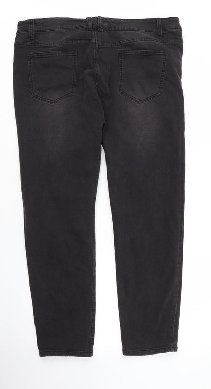 SheIn Womens Black  Cotton Tapered Jeans Size 36 in L29 in Regular Zip