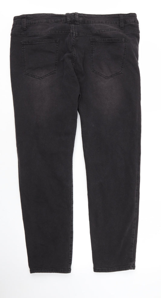 SheIn Womens Black  Cotton Tapered Jeans Size 36 in L29 in Regular Zip