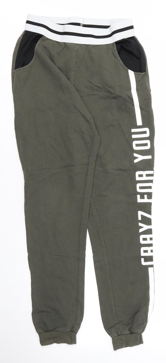 Select Womens Green  Cotton Sweatpants Trousers Size 12 L26 in Regular