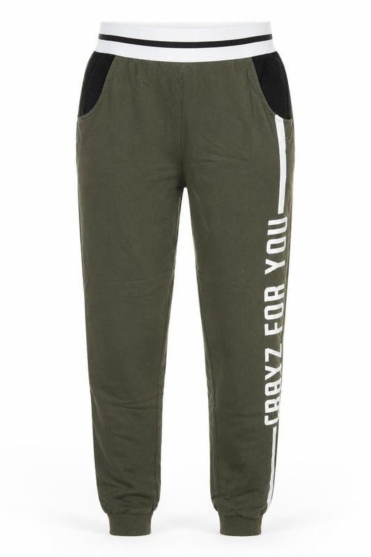 Front view of Select women’s green cotton sweatpants, size UK 12, 26-inch leg regular