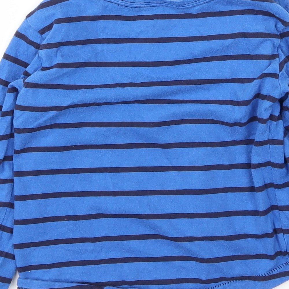 George Boys Blue Striped Cotton Basic T-Shirt Size 2 Years Round Neck