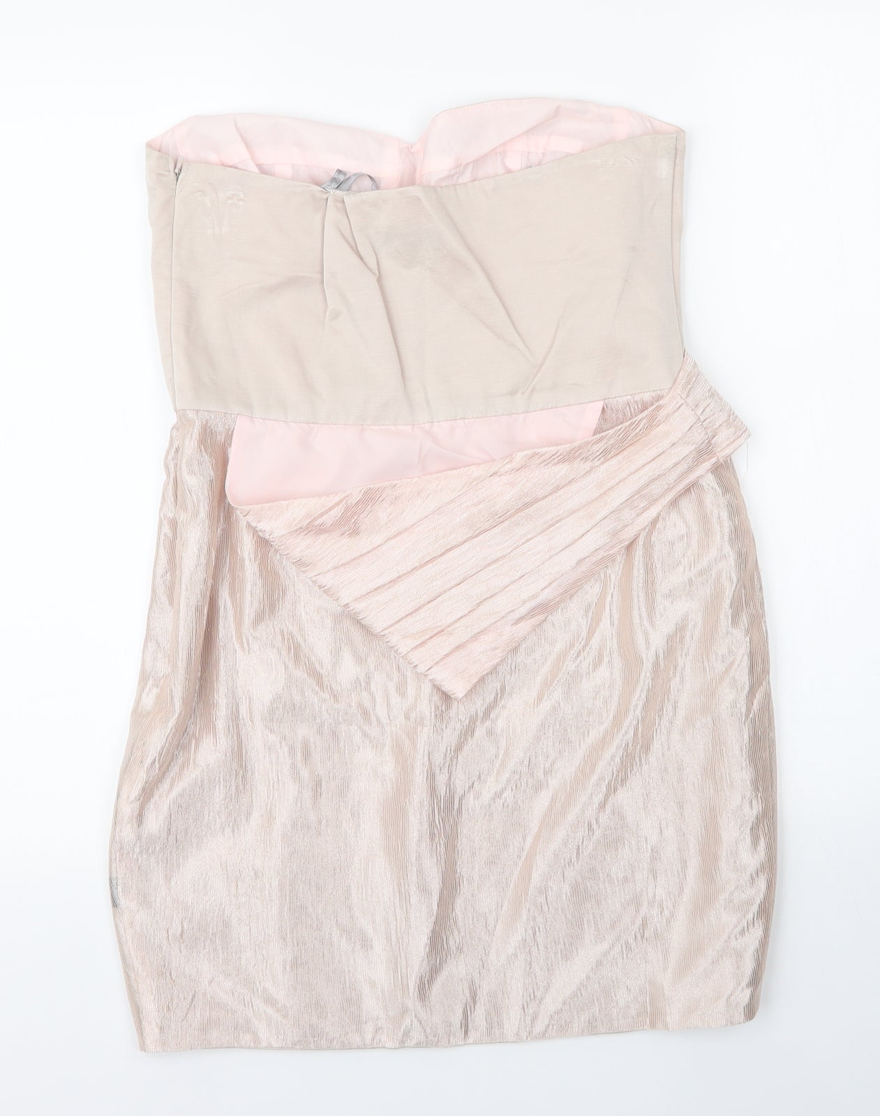 Debenhams Womens Gold  Viscose A-Line  Size 12  Sweetheart Zip