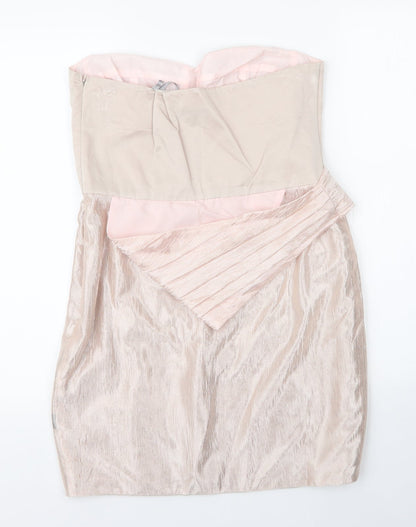 Debenhams Womens Gold  Viscose A-Line  Size 12  Sweetheart Zip