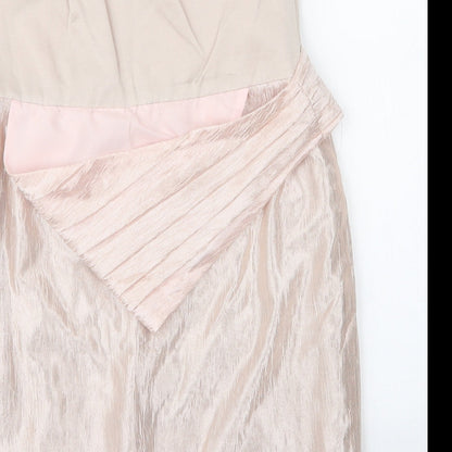 Debenhams Womens Gold  Viscose A-Line  Size 12  Sweetheart Zip