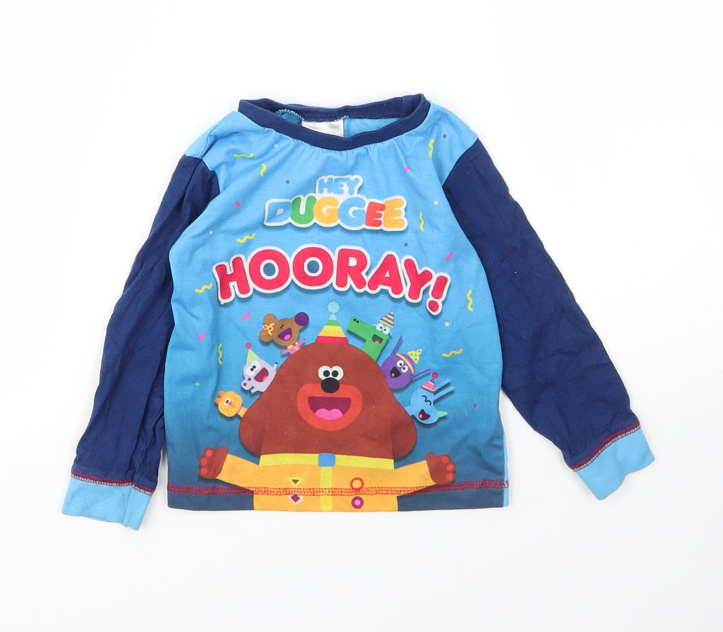 Hey Duggie Boys Blue  Cotton Basic T-Shirt Size 12 Months Round Neck