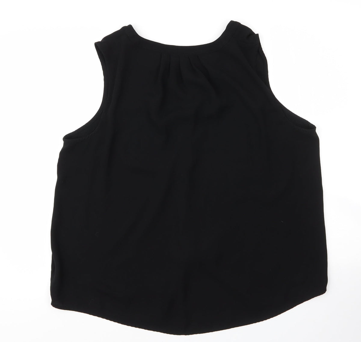 Back view of Apt9 women’s black polyester basic blouse, size XL, v-neck