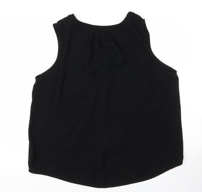 Back view of Apt9 women’s black polyester basic blouse, size XL, v-neck
