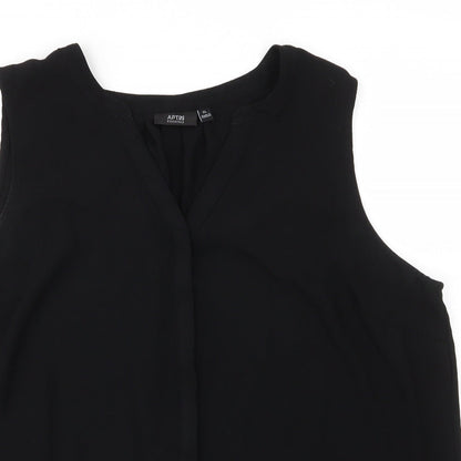Close-up detail of Apt9 women’s black polyester basic blouse, size XL, v-neck