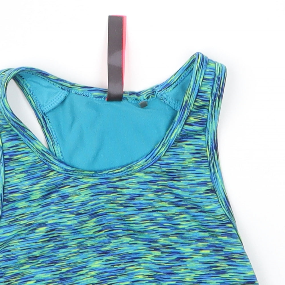 Zakti Girls Blue  Polyester Cropped Tank Size 13 Years Scoop Neck