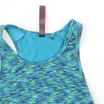 Zakti Girls Blue  Polyester Cropped Tank Size 13 Years Scoop Neck