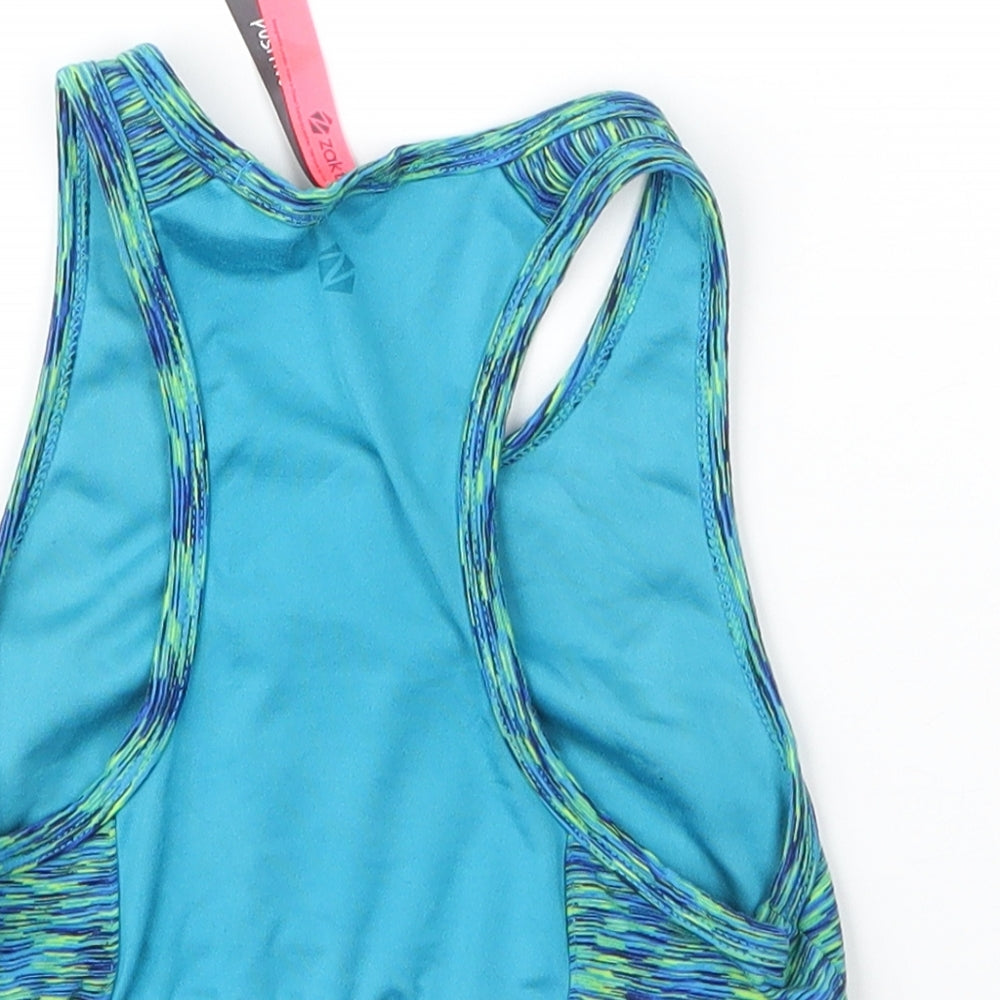 Zakti Girls Blue  Polyester Cropped Tank Size 13 Years Scoop Neck