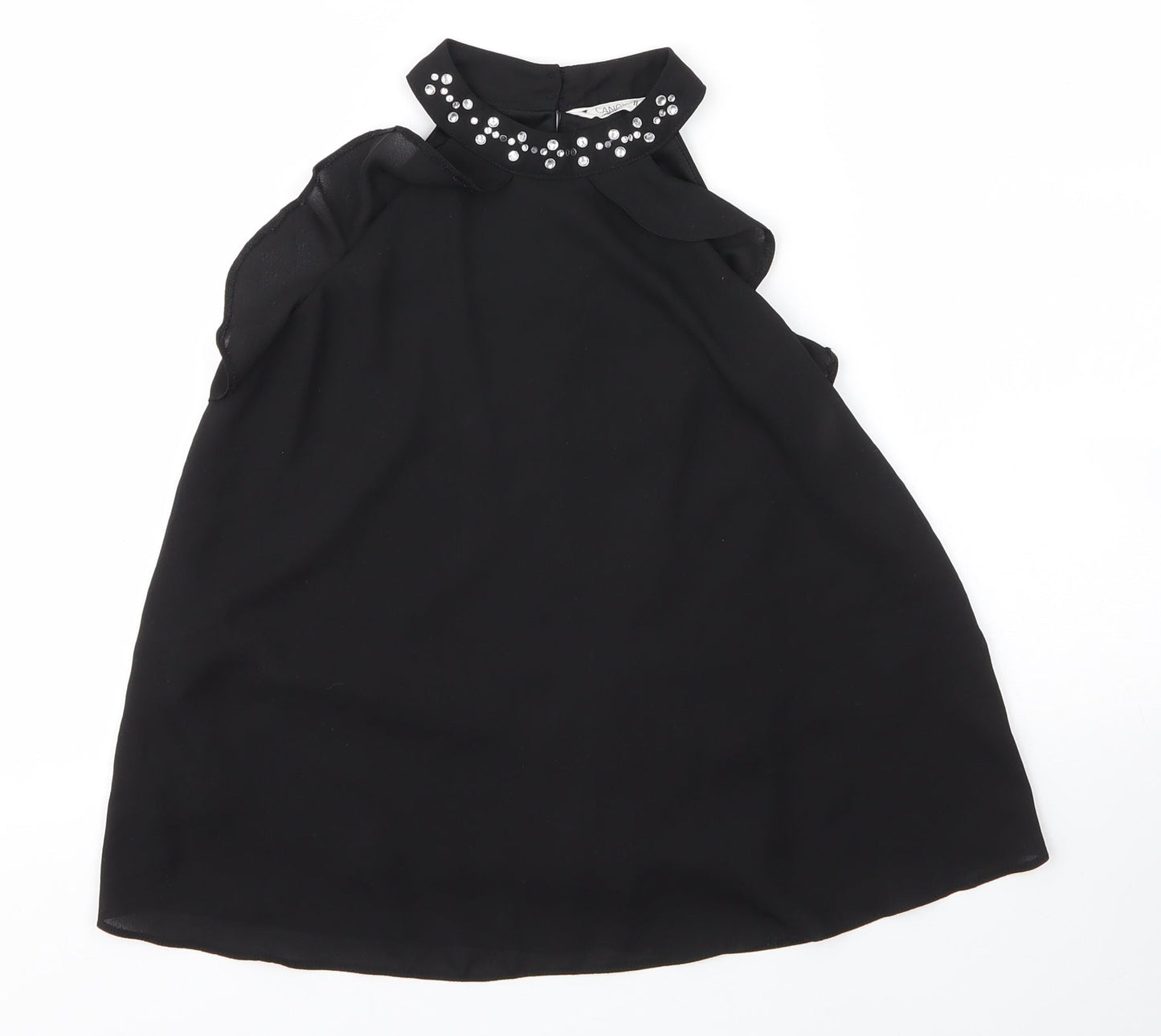Matalan Girls Black  Polyester Basic Blouse Size 11 Years Round Neck