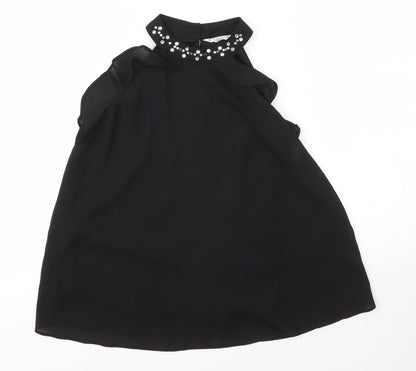 Matalan Girls Black  Polyester Basic Blouse Size 11 Years Round Neck