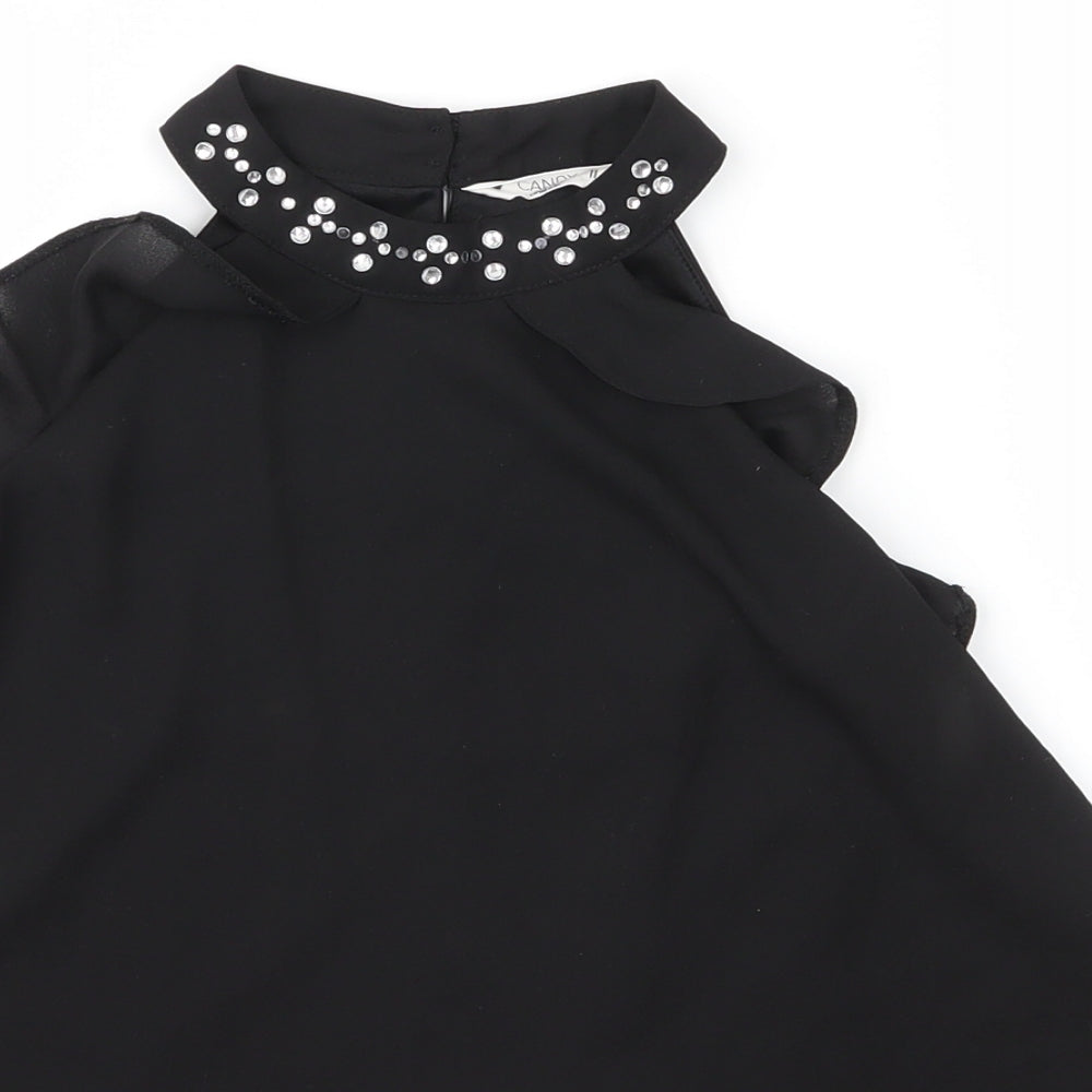 Matalan Girls Black  Polyester Basic Blouse Size 11 Years Round Neck