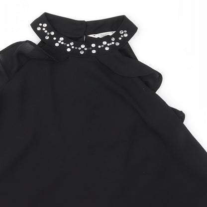 Matalan Girls Black  Polyester Basic Blouse Size 11 Years Round Neck