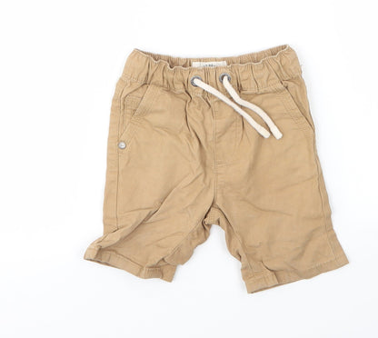 Additional front view of Next boys’ beige cotton capri trousers, size 12, months drawstring